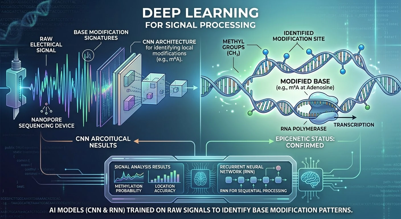 Deep Learning for Signal Processing — CNN and RNN models trained on raw nanopore electrical signals to identify base modification sites